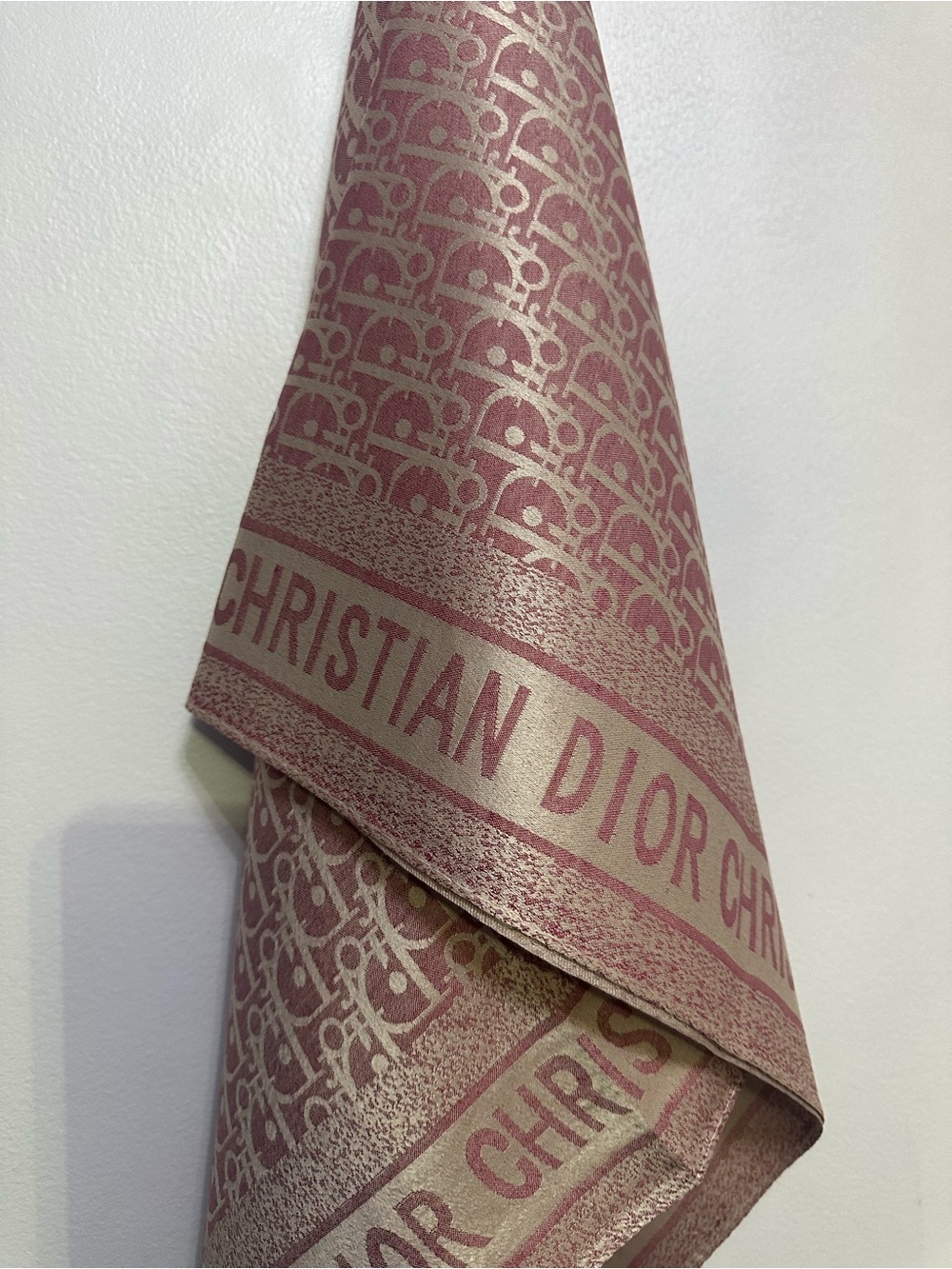 New Dior logo silk cashmere scarf 38”x38” bandana wrap
